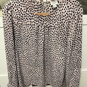 J. Crew Blush and Black Polka Dot Blouse